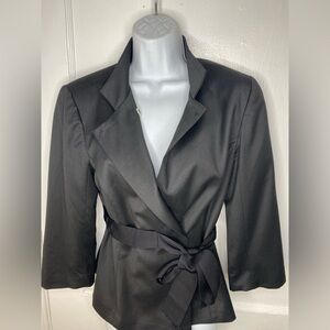 TRINA TURK Elegant Black Women's Jacket With Tie Waste